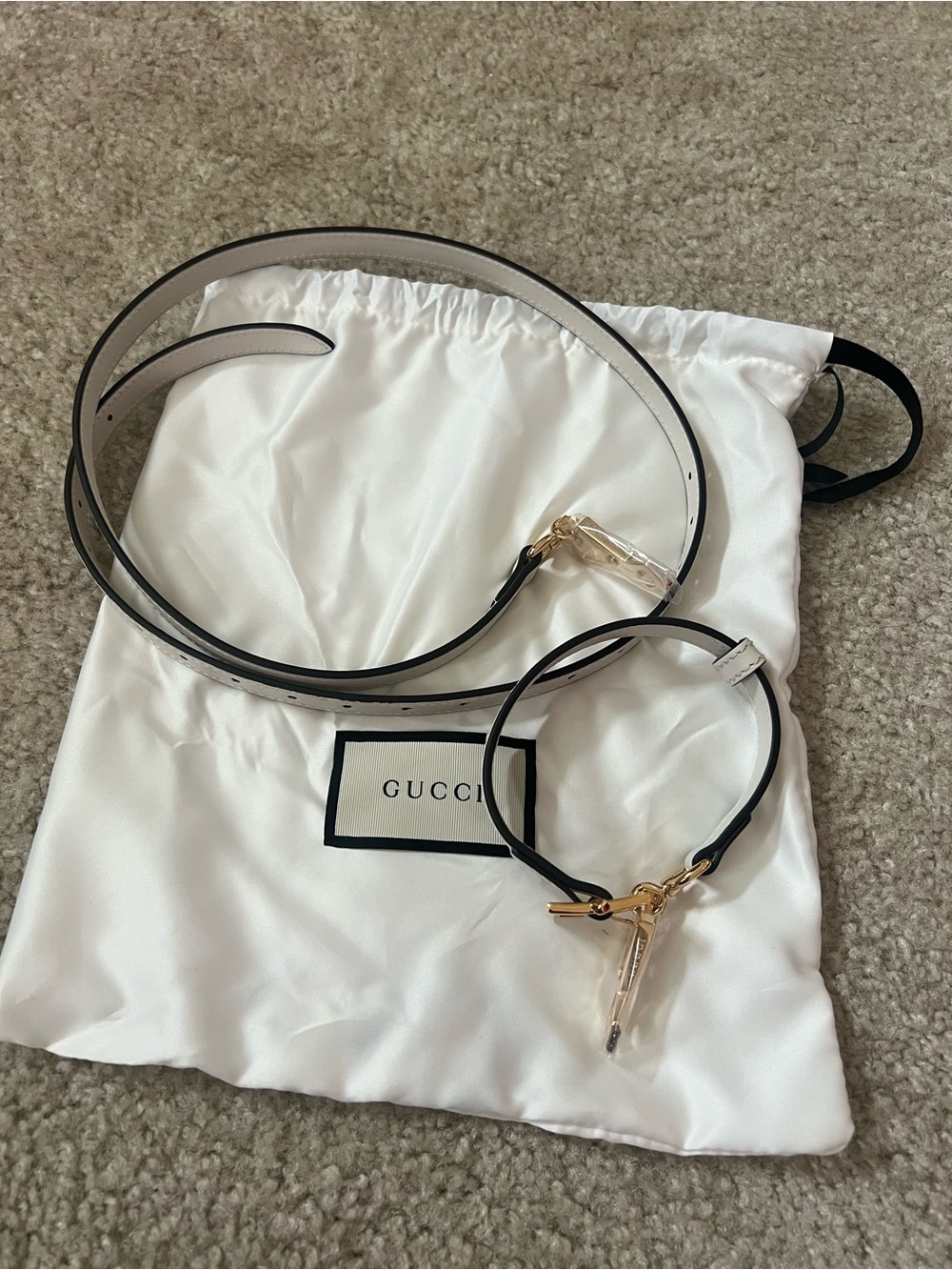 Gucci White Leather replacement bag Strap